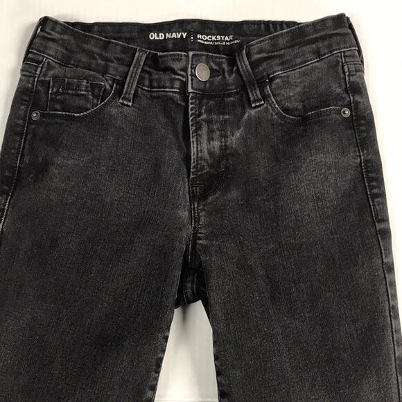OLD NAVY Rockstar Mid Rise Black Jeans Womens Size 4 Comfort Stretch Denim - Picture 1 of 10